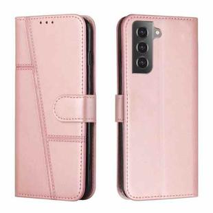 For Samsung Galaxy S23 5G Stitching Calf Texture Buckle Leather Phone Case(Pink)