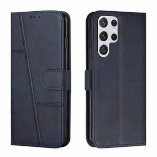For Samsung Galaxy S23 Ultra 5G Stitching Calf Texture Buckle Leather Phone Case(Blue)
