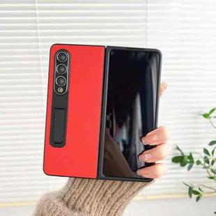 For Samsung Galaxy Z Fold3 5G Litchi Texture Metal Stand Folding Phone Case(Red)