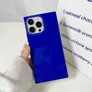 For iPhone 14 Plus Fluorescence Soft TPU Straight-Edge Phone Case(Navy Blue)