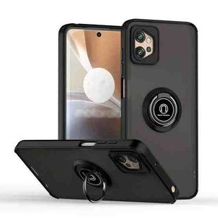 For Motorola Moto G32 Q Shadow 1 Series TPU + PC Phone Case with Ring(Black+Black)
