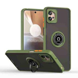 For Motorola Moto G32 Q Shadow 1 Series TPU + PC Phone Case with Ring(Army Green)