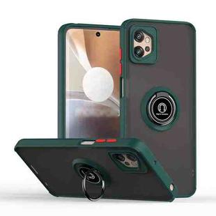 For Motorola Moto G32 Q Shadow 1 Series TPU + PC Phone Case with Ring(Dark Green)