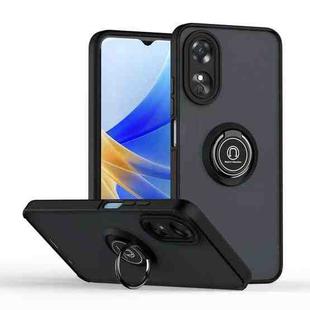 For OPPO A17 4G Q Shadow 1 Series TPU + PC Phone Case with Ring(Black+Black)