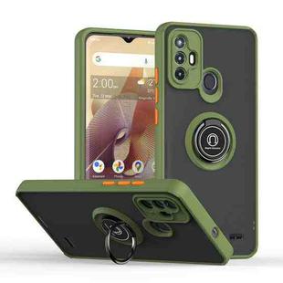 For ZTE Blade A52 Q Shadow 1 Series TPU + PC Phone Case with Ring(Army Green)