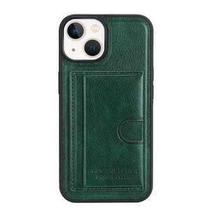 For iPhone 14 Card Slot Holder Leather Phone Case(Green)