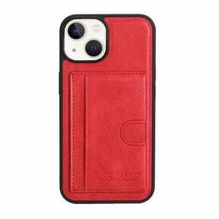 For iPhone 14 Card Slot Holder Leather Phone Case(Red)