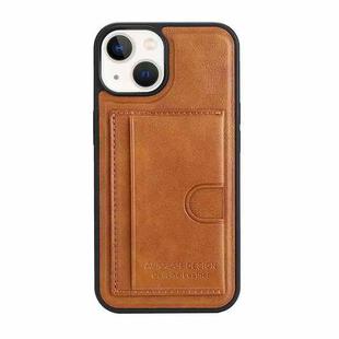 For iPhone 14 Card Slot Holder Leather Phone Case(Brown)