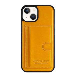 For iPhone 14 Card Slot Holder Leather Phone Case(Yellow)