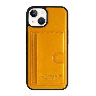 For iPhone 12 Pro Max Card Slot Holder Leather Phone Case(Yellow)