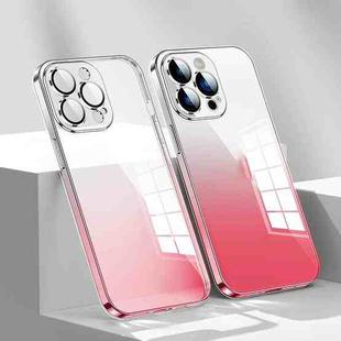 For iPhone 14 Gradient Color PC Phone Case with Lens Film(Rose Red)