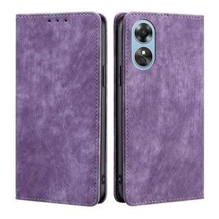 For OPPO A17 RFID Anti-theft Brush Magnetic Leather Phone Case(Purple)