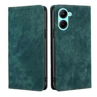 For Realme C33 4G RFID Anti-theft Brush Magnetic Leather Phone Case(Green)