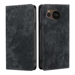 For Sharp Aquos sense7 Plus RFID Anti-theft Brush Magnetic Leather Phone Case(Black)