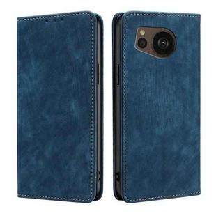 For Sharp Aquos sense7 Plus RFID Anti-theft Brush Magnetic Leather Phone Case(Blue)