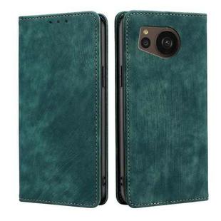 For Sharp Aquos sense7 Plus RFID Anti-theft Brush Magnetic Leather Phone Case(Green)