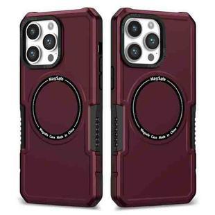 For iPhone 14 Pro MagSafe Shockproof Armor Phone Case(Wine Red)