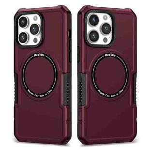 For iPhone 14 Pro Max MagSafe Shockproof Armor Phone Case(Wine Red)