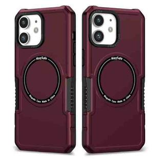 For iPhone 12 MagSafe Shockproof Armor Phone Case(Wine Red)