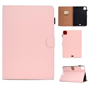 For iPad Pro 11 (2020) Sewing Thread Horizontal Solid Color Flat Leather Tablet Case with Sleep Function & Pen Cover & Anti Skid Strip & Card Slot & Holder(Light Star Pink)