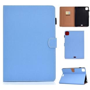 For iPad Pro 11 (2020) Sewing Thread Horizontal Solid Color Flat Leather Tablet Case with Sleep Function & Pen Cover & Anti Skid Strip & Card Slot & Holder(Light Star Blue)