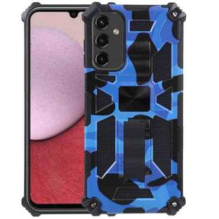 For Samsung Galaxy A14 5G Camouflage Armor Kickstand TPU + PC Magnetic Phone Case(Dark Blue)