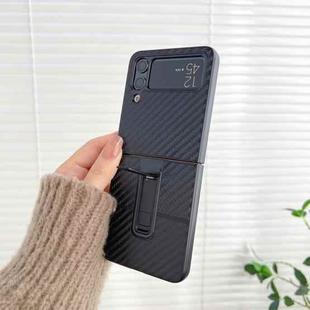For Samsung Galaxy Z Flip4 Carbon Brazed Metal Bracket Folding Phone Case(Black)