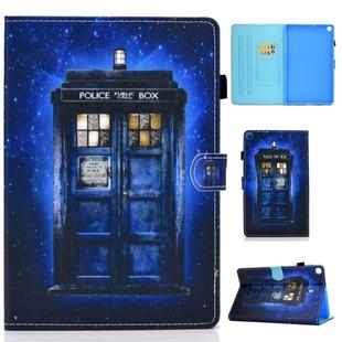For Galaxy Tab S6 Lite Sewing Thread Horizontal Painted Flat Leather Case with Sleep Function & Pen Cover & Anti Skid Strip & Card Slot & Holder(Police Kiosk)