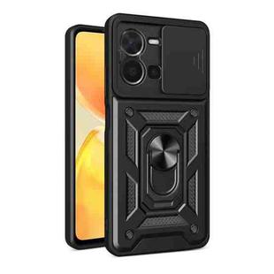 For vivo Y35 4G Sliding Camera Cover Design TPU+PC Phone Case(Black)