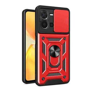 For vivo Y35 4G Sliding Camera Cover Design TPU+PC Phone Case(Red)