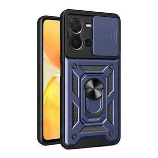 For vivo Y35 4G Sliding Camera Cover Design TPU+PC Phone Case(Blue)