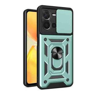 For vivo Y35 4G Sliding Camera Cover Design TPU+PC Phone Case(Green)