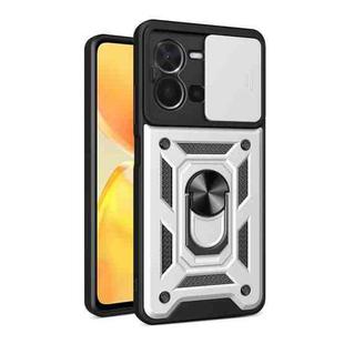 For vivo Y35 4G Sliding Camera Cover Design TPU+PC Phone Case(Silver)