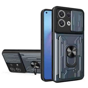 For OPPO Reno8 5G Sliding Camshield TPU+PC Phone Case with Card Slot(Grey)