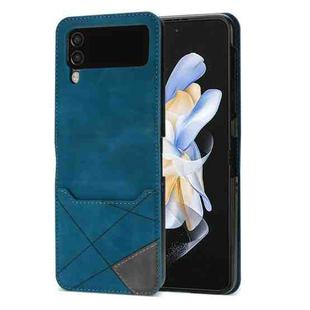 For Samsung Galaxy Z Flip3 5G Line Stitching Phone Leather Case with Card Slot(Blue)