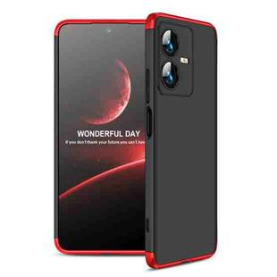 For vivo Y22 / Y22s GKK Three Stage Splicing Full Coverage PC Phone Case(Black Red)