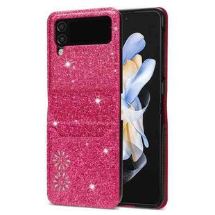 For Samsung Galaxy Z Flip4 Star Laser Engraving Folding Phone Case(Rose Red)