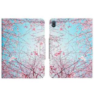 For Nokia T20 Colored Drawing Horizontal Flip Leather Tablet Case(Cherry Blossoms)