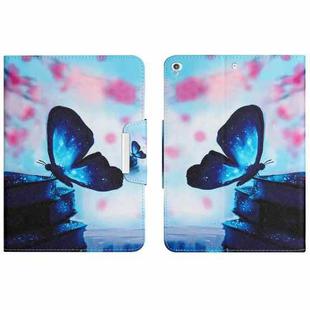 For iPad 10.2 2019 / 2020 / 2021 Colored Drawing Horizontal Flip Leather Tablet Case(Blue Butterfly)