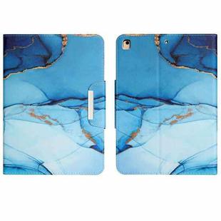 For iPad 5 / 7 / 6 / 8 / 9 Colored Drawing Horizontal Flip Leather Tablet Case(Cyan Marble)