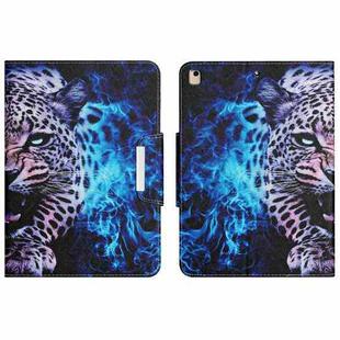 For iPad 5 / 7 / 6 / 8 / 9 Colored Drawing Horizontal Flip Leather Tablet Case(Blue Leopard)