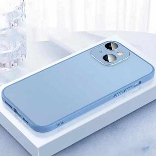 For iPhone 14 Plus 2 in 1 Skin Feel Frosted Phone Case with Lens Film(Sierra Blue)