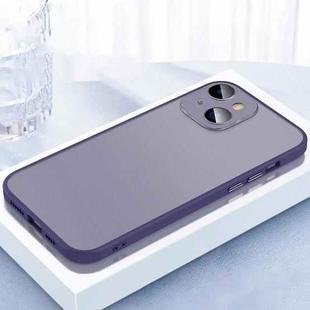 For iPhone 14 Plus 2 in 1 Skin Feel Frosted Phone Case with Lens Film(Purple)