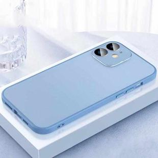 For iPhone 12 2 in 1 Skin Feel Frosted Phone Case with Lens Film(Sierra Blue)