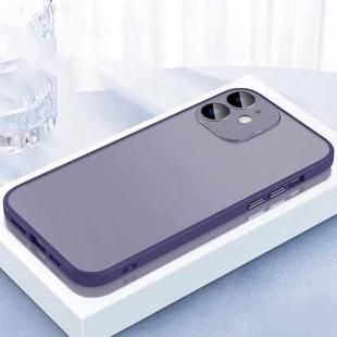 For iPhone 12 2 in 1 Skin Feel Frosted Phone Case with Lens Film(Purple)