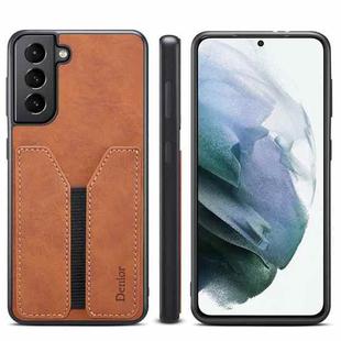 For Samsung Galaxy S21 5G Denior DV Elastic Card PU Back Cover Phone Case(Brown)