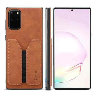 For Samsung Galaxy Note20 Denior DV Elastic Card PU Back Cover Phone Case(Brown)