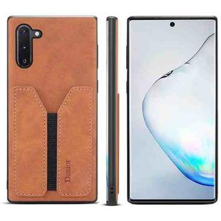For Samsung Galaxy Note10 Denior DV Elastic Card PU Back Cover Phone Case(Brown)