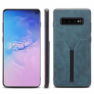 For Samsung Galaxy S10 Denior DV Elastic Card PU Back Cover Phone Case(Blue)