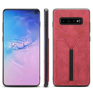 For Samsung Galaxy S10 Denior DV Elastic Card PU Back Cover Phone Case(Red)